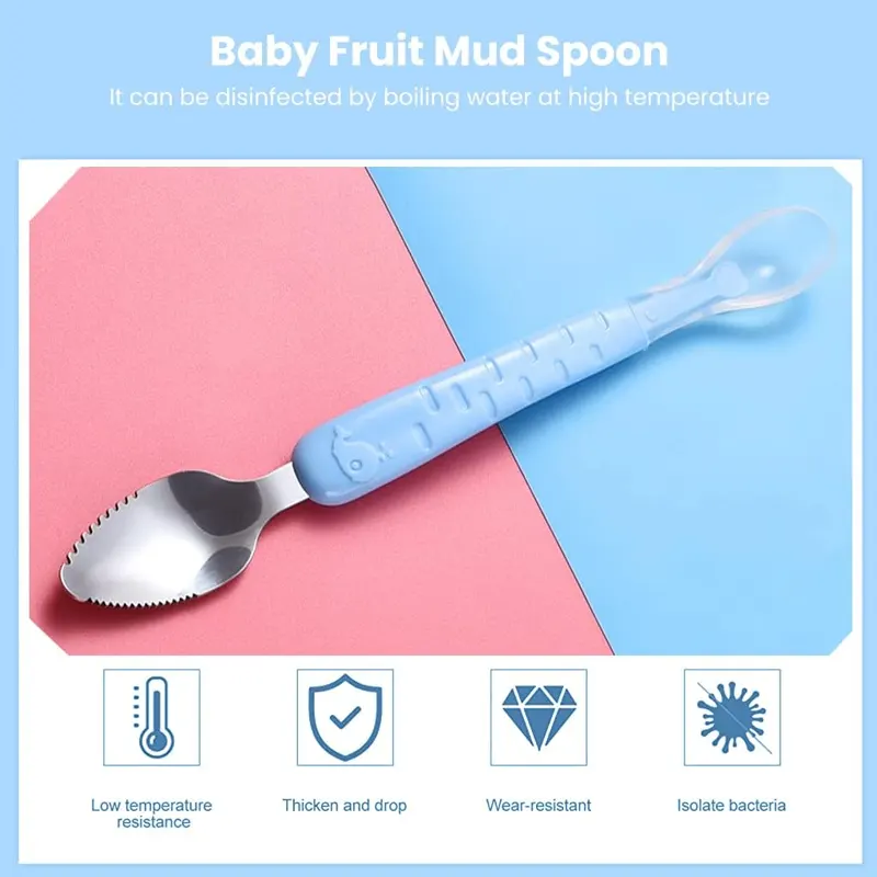 Baby Double Head Fruit Puree Silicone Spoon - Image 3
