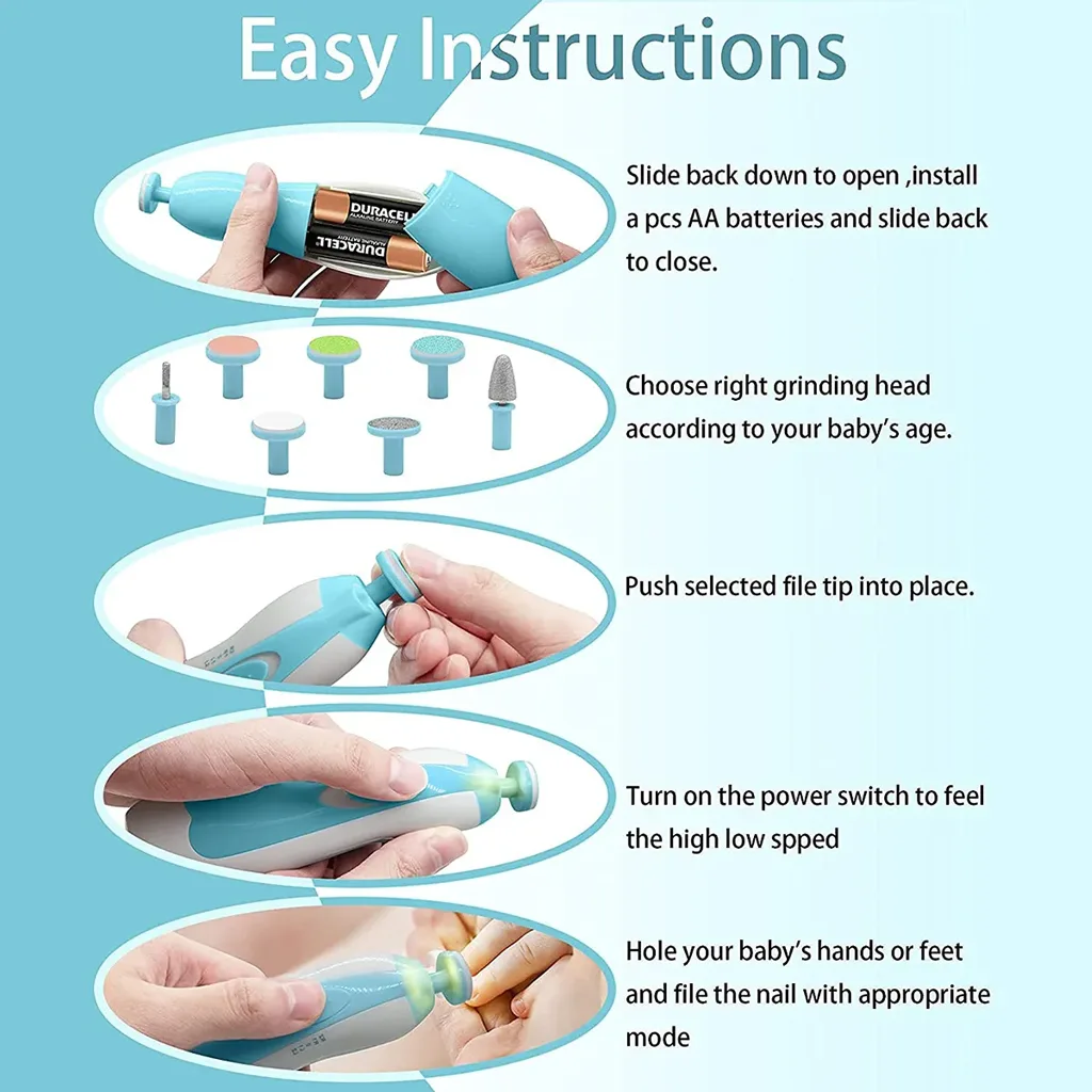 Baby Nail Trimmer - Baby Care Set Electric Manicure Set - Image 5