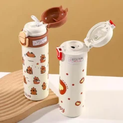 Alternative view of Stainless Steel Straw Thermos Water Bottle 500ml