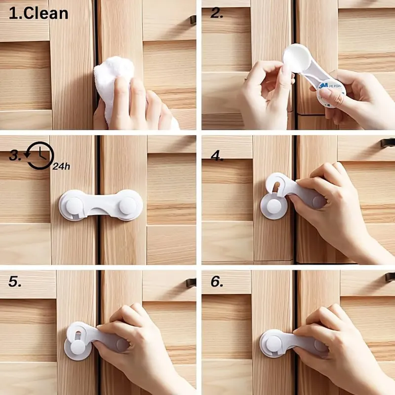 Baby Safety Cabinet Strap Locks for Fridge Door Drawer Cupboard Wardrobe - 2Pcs - Image 5