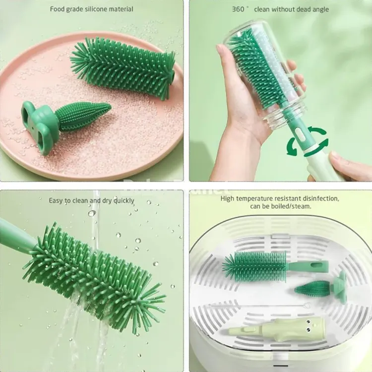 Silicone 3 In 1 Pacifier Baby Bottle Cleaning Brush - Image 4