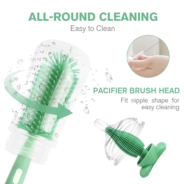 Silicone 3 In 1 Pacifier Baby Bottle Cleaning Brush - Image 5