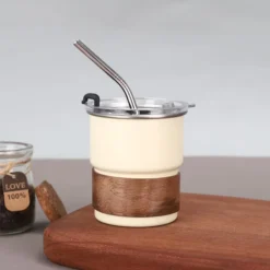 Stainless Steel Baby Milk Cup With Lid And Straw - 300ml