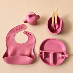 Kokibebe Full Silicone Feeding Set Combo Mauve