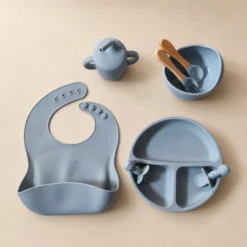Kokibebe Full Silicone Feeding Set Combo Steel Blue