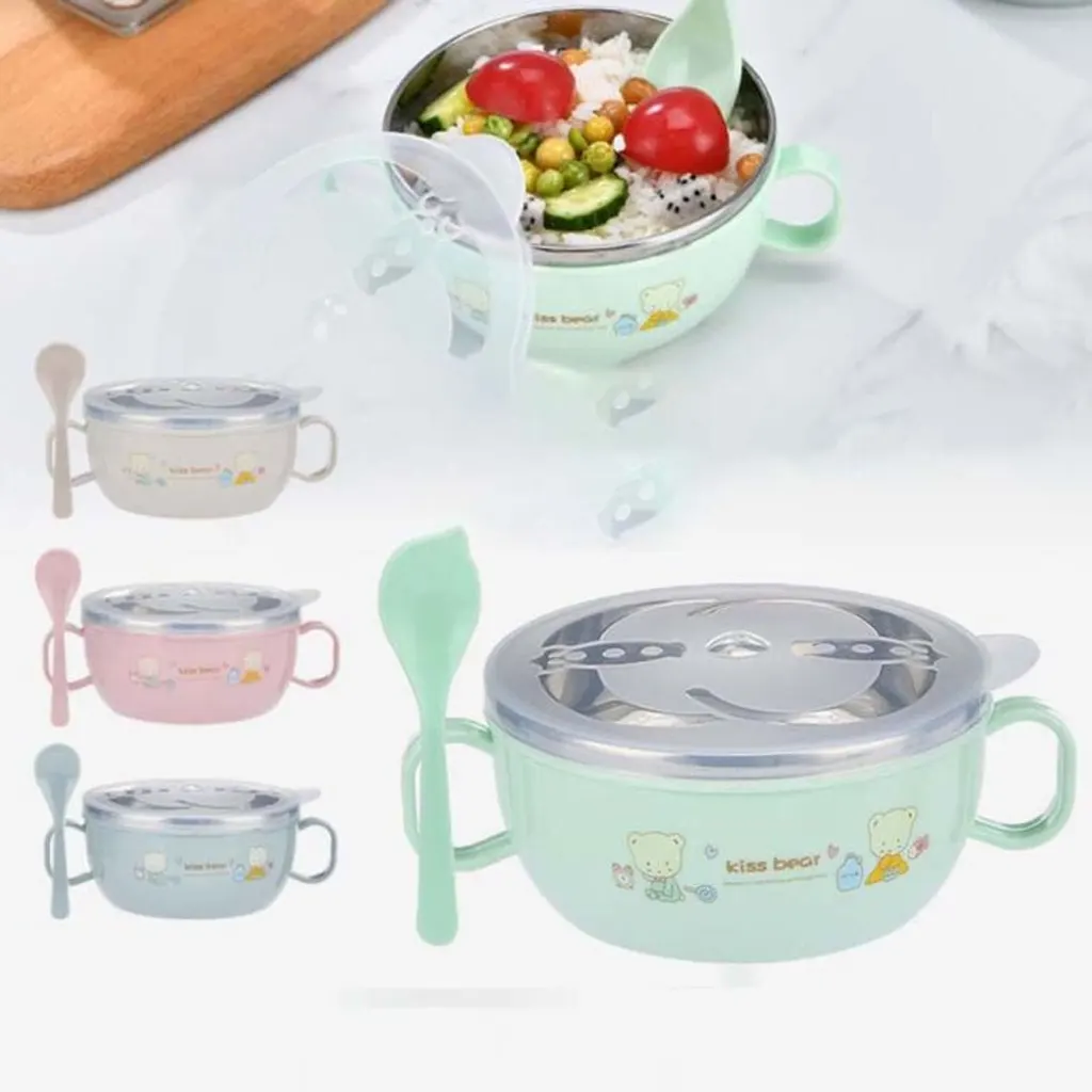 Stainless Steel Baby Feeding Bowl with Spoon