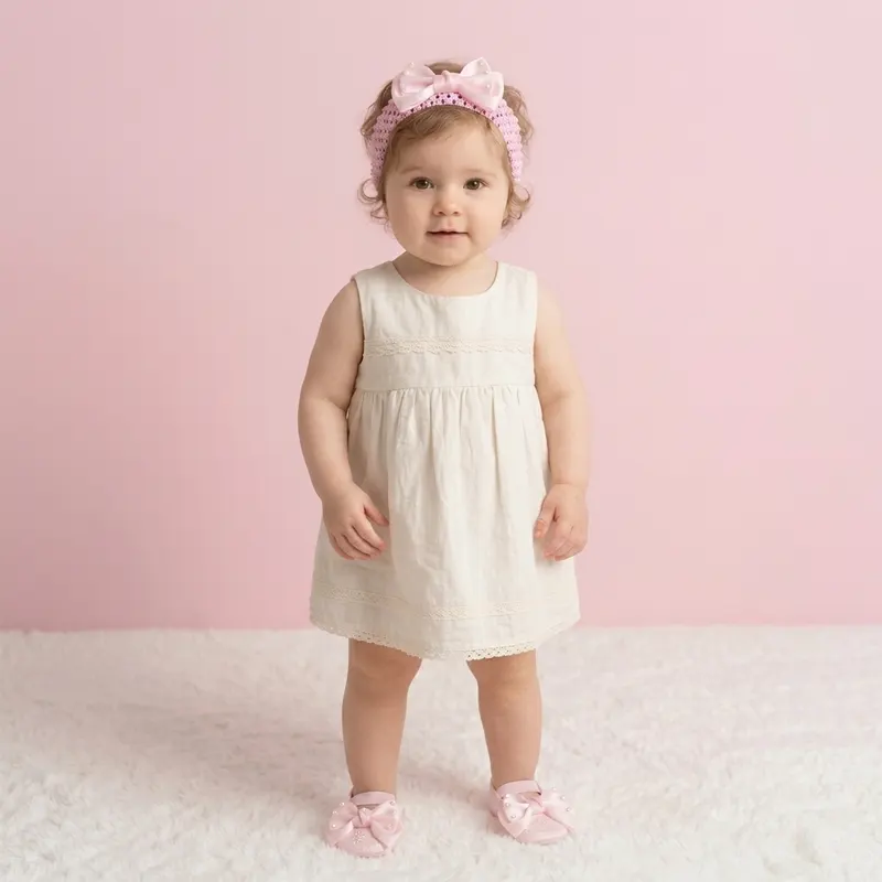 Baby Girl Shoes with Headband Pink