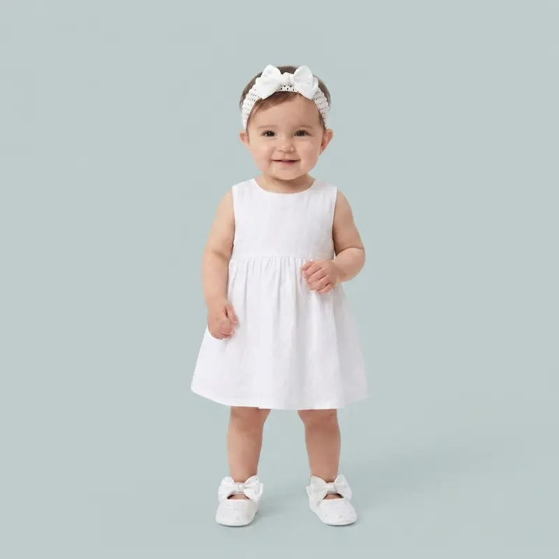 Baby Girl Shoes with Headband White